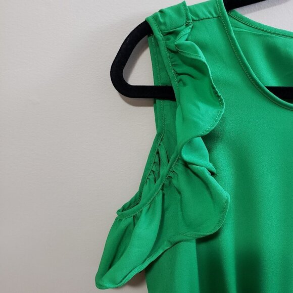 RW&Co. * Green Chiffon Ruffle Sleeve Dress * Sz XS - Picture 5 of 10